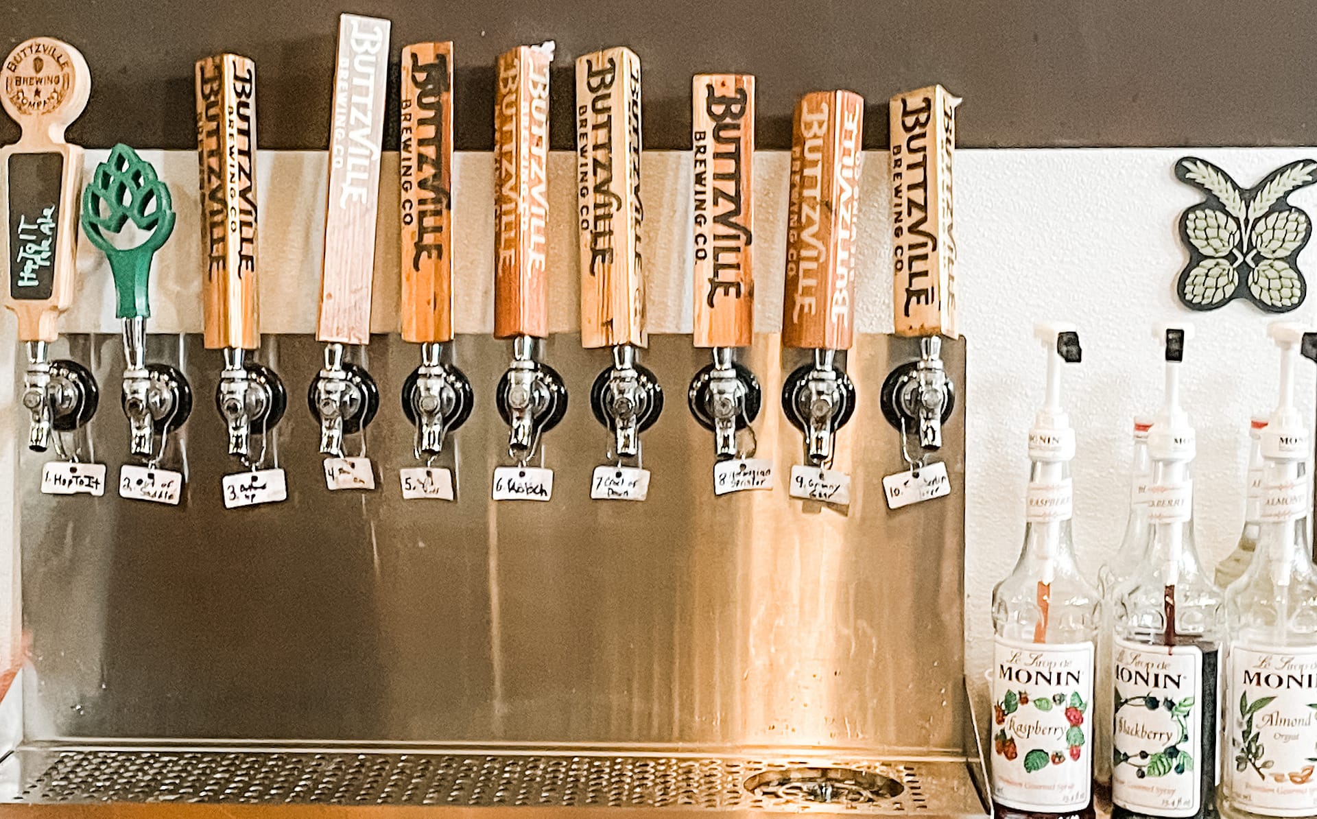 Tap handles at Buttzville Brewing Company